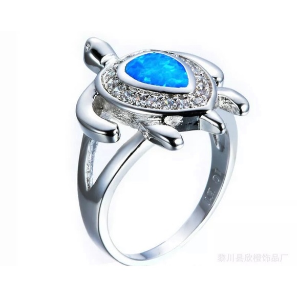 Opal Turtle Silver Ring Size 9 NEW - Picture 2 of 3